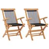 vidaXL Garden Chair Set of 2 Black with wooden frame