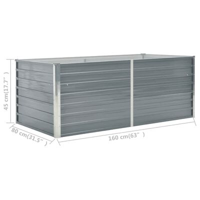 vidaXL Raised Garden Bed 63"x31.5"x17.7" Galvanized Steel Gray