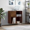 vidaXL Record Cabinet Brown Oak Engineered Wood, Iron Medium