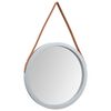 vidaXL Wall Mirror Silver Glass, Paulownia wood, Faux leather