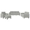 vidaXL 4 Piece Sofa Set with Cushions Light Gray Microfiber Fabric