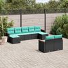 vidaXL Patio Sofa Set Black PE Rattan, Powder-Coated Steel Large Modular