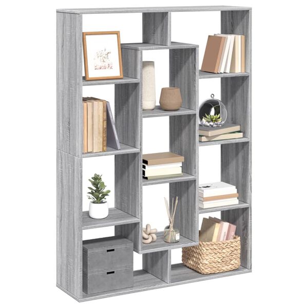 vidaXL Book Cabinet Grey Sonoma Engineered Wood
