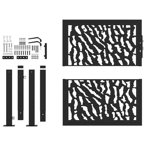 vidaXL Garden Gate Black 39.4x39.4" Steel Trace  Design