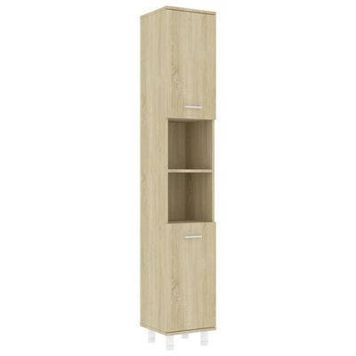 vidaXL Bathroom Cabinet Sonoma Oak 11.8"x11.8"x70.5" Engineered Wood