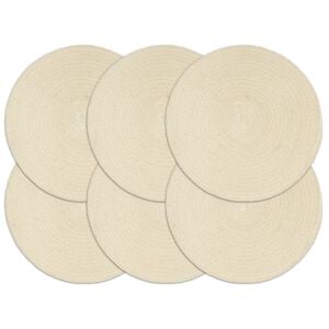 vidaXL Placemat Set of 6 Natural 100% Cotton 15.0 in diameter Non-slip