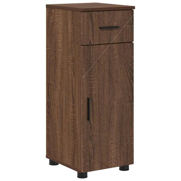 vidaXL Bathroom Cabinet with Drawer Brown Oak 11.81 x 13.78 x 31.50 in