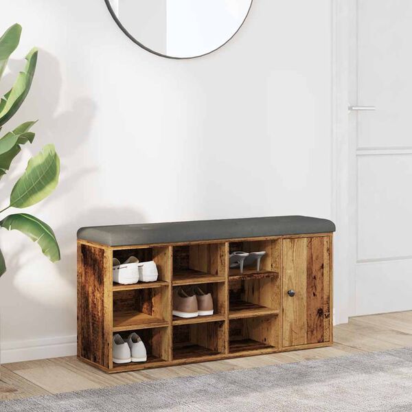 vidaXL Shoe Bench Old wood Engineered wood Standard Shoe Bench