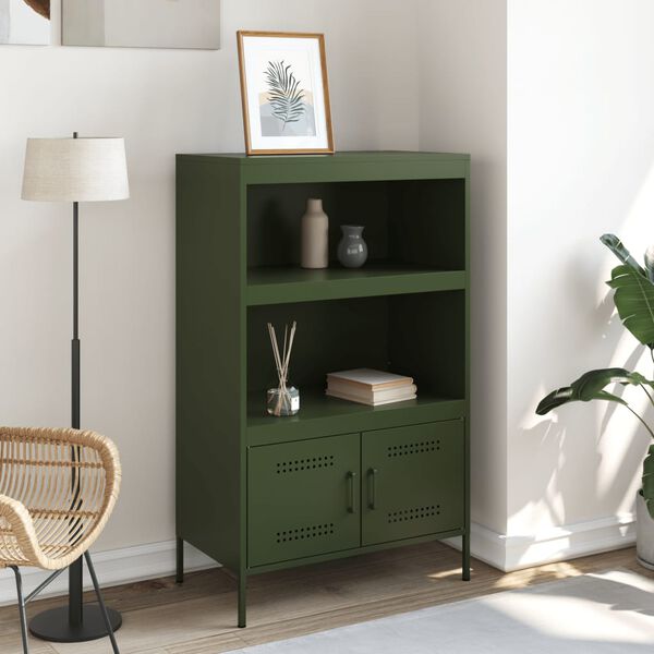 vidaXL Highboard Olive green Steel Medium Highboard Rectangular