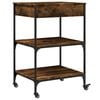vidaXL Kitchen Trolley Smoked Oak 23.6"x18.9"x35.2" Engineered Wood