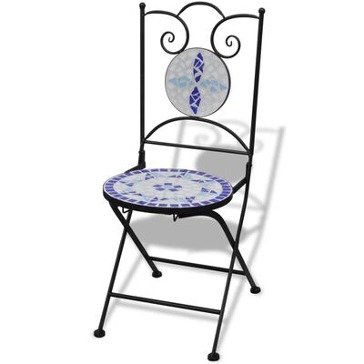 vidaXL Folding Bistro Chairs 2 pcs Ceramic Blue and White