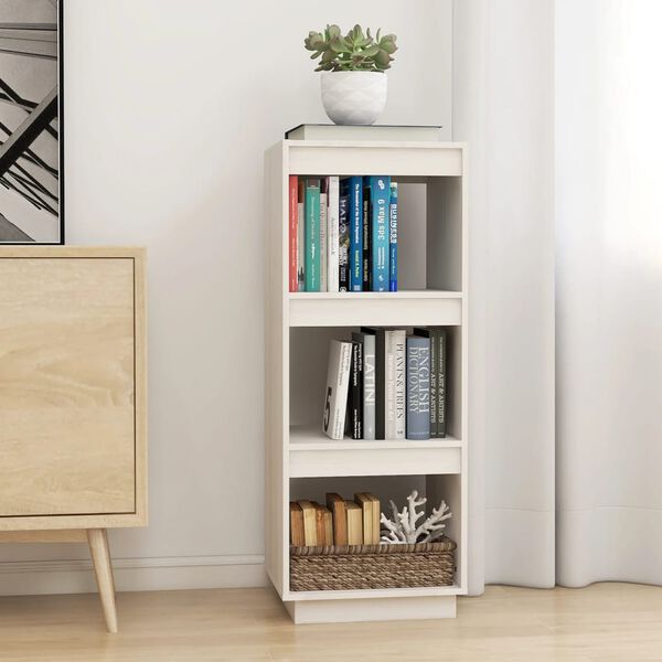 vidaXL Book Cabinet White Solid pine Medium Book Cabinet Rectangular