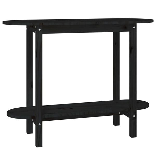 vidaXL Console Table Black Solid pine wood Console Table Rectangular