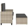 vidaXL Patio Bench with Cushions and Footstool Light Grey Poly Rattan