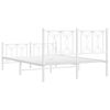 vidaXL Bed Frame White Steel Double Bed Frame Rectangular Modern