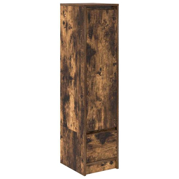 vidaXL Highboard Smoked Oak Engineered Wood Tall Storage Cabinet