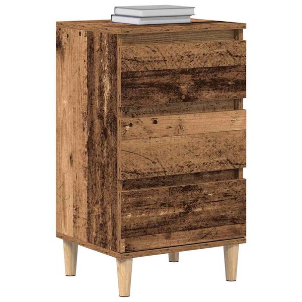 vidaXL Bedside Cabinet with Drawer Old Wood 15.75 x 13.78 x 27.56 in