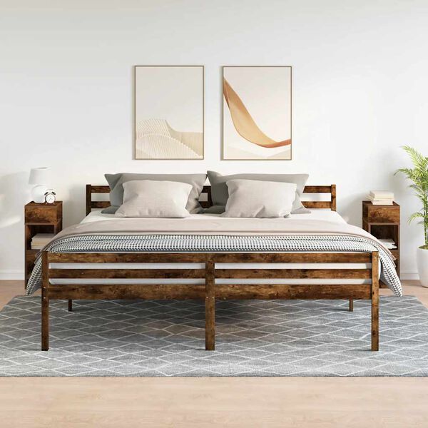 vidaXL Bedside Cabinet Set of 2 Smoked oak Engineered wood