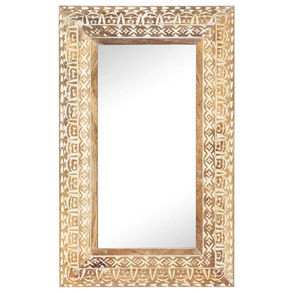 vidaXL Mirror Natural wood Solid mango wood 31.5 x 19.7 in