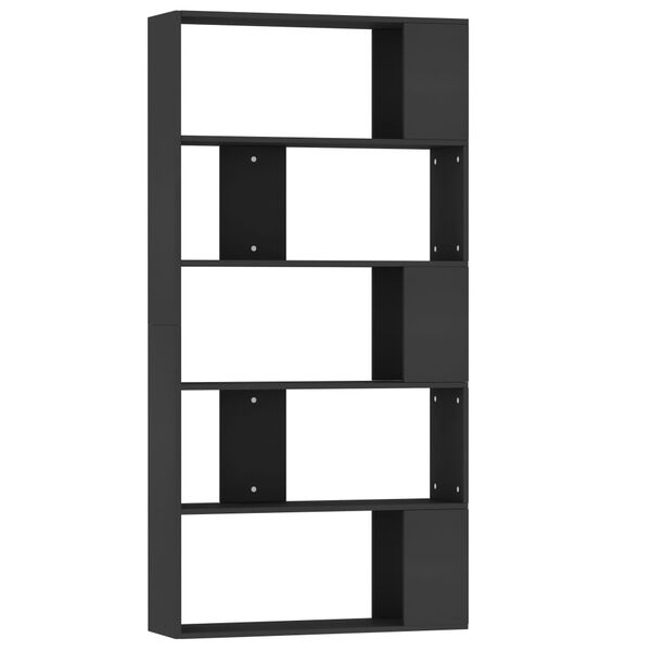 vidaXL Book Cabinet Black Engineered wood 31.5 x 9.4 x 62.6 in