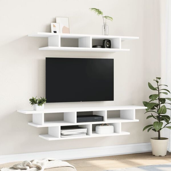 vidaXL TV Wall Unit White Engineered Wood Large Floating TV Wall Unit