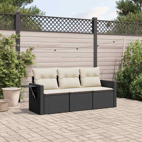 vidaXL Garden Sofa Set Black and Cream White