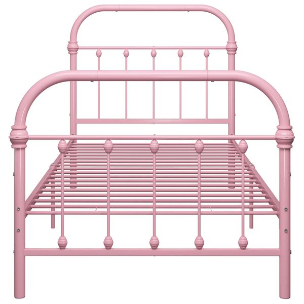 vidaXL Bed Frame Pink Metal 39.4 x 78.7 in Durable Bed Frame
