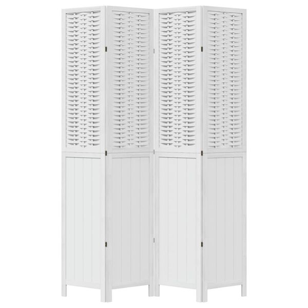 vidaXL Room Divider 4 Panels White Solid Wood Paulownia