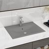 vidaXL Luxury Basin with Faucet Hole Matt Light Grey 23.6x18.1" Ceramic