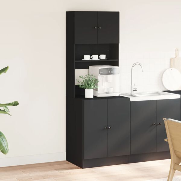 vidaXL Kitchen Cabinet Black Engineered Wood Tall Kitchen Cabinet