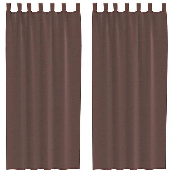 vidaXL Voile Curtains with Rod Pockets 2 pcs Brown