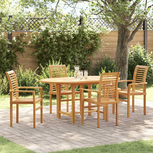 vidaXL Garden Dining Set 5 pcs Brown Solid Teak wood