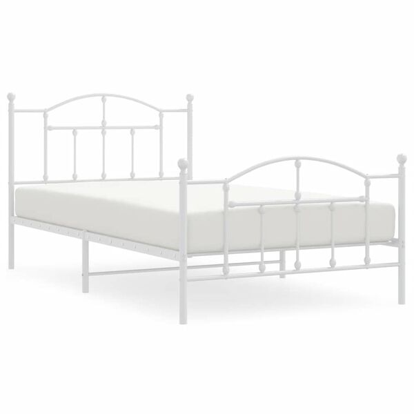 vidaXL Bed Frame White Powder-coated steel 39.4 x 78.7 in Bed Frame