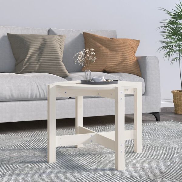 vidaXL Coffee Table White Solid Pine Wood Medium Durable Coffee Table