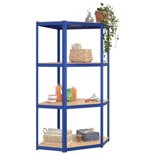 vidaXL 4-Layer Shelves 3 pcs Blue Steel&Engineered Wood
