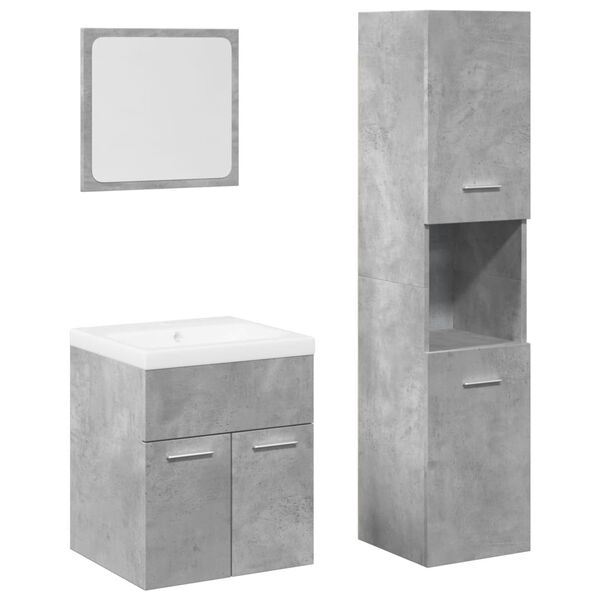 vidaXL Bathroom Furniture Set Concrete grey, White Engineered wood, Ceramic