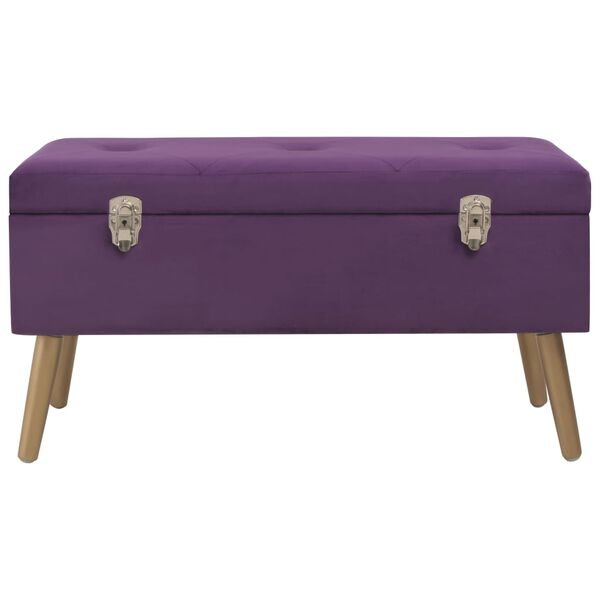 vidaXL Bench Purple and gold Velvet, solid pinewood 31.5 in