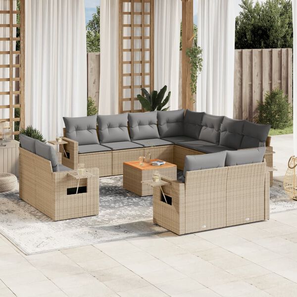 vidaXL Garden Sofa Set Beige and Light Grey