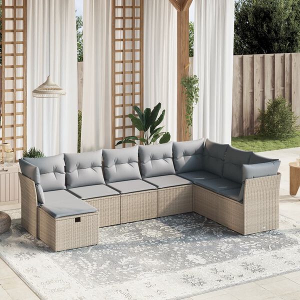 vidaXL Garden Sofa Set Mix Beige Poly Rattan, Steel Large Modular
