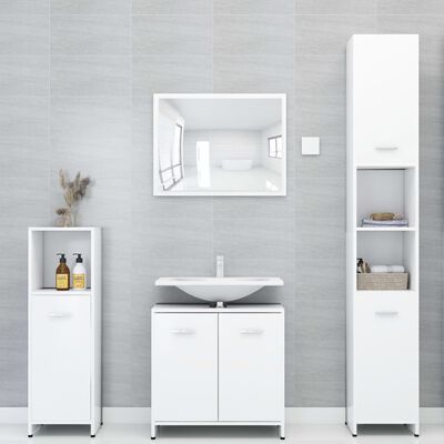vidaXL Bathroom Cabinet White 11.8"x11.8"x72.2" Engineered Wood
