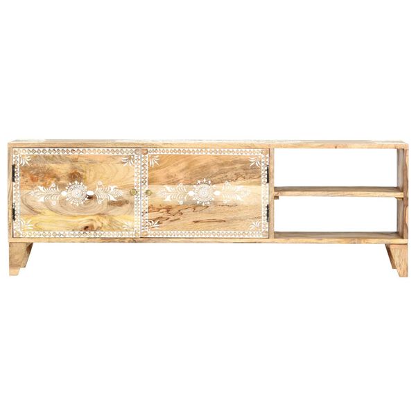 vidaXL TV Cabinet Natural Mango Wood with Handpainted Patterns