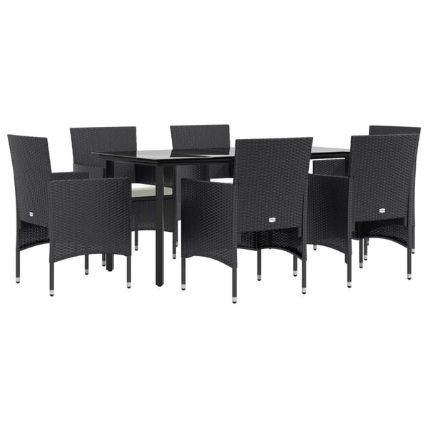 vidaXL Garden Dining Set Black, Cream White