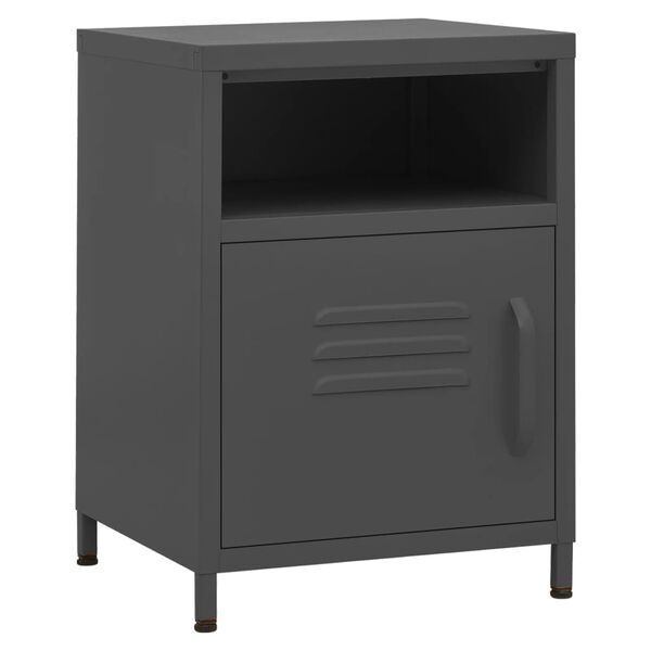 vidaXL Nightstand Anthracite 13.8x13.8x20.1" Steel