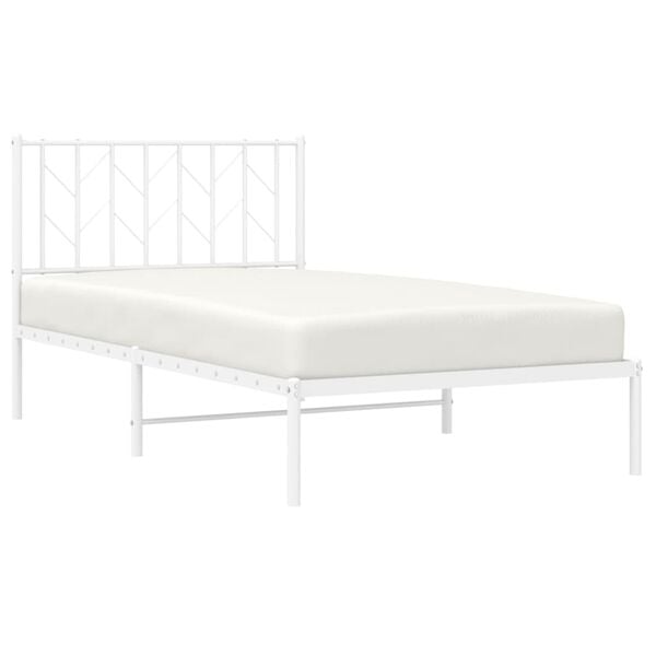 vidaXL Bed Frame White Steel Single Bed Frame Rectangular