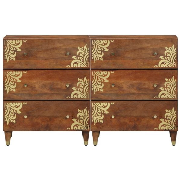vidaXL Sideboard with Shelf 2 pcs Honey brown 23.62 x 12.99 x 29.53 in