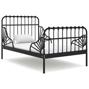 vidaXL Extendable Bed Frame Black Powder-coated metal Twin Extendable