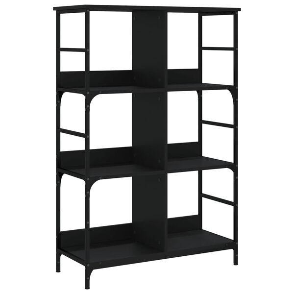 vidaXL Bookshelf Black Engineered wood Medium Bookshelf Rectangular