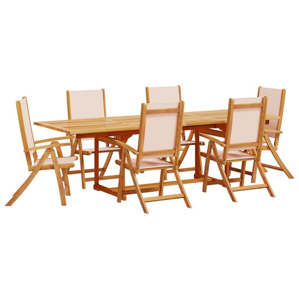 vidaXL 7 Piece Patio Dining Set Solid Wood Acacia and Textilene