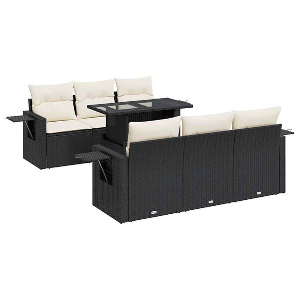 vidaXL Garden Sofa Set Black, Cream White