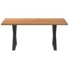vidaXL Dining Table Light Brown Solid Oak Wood, Powder-Coated Steel Large